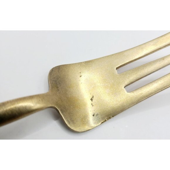 Vintage Brass & Wood Handle Meat Fork Serving Mid Century Modern - Picture 3 of 9